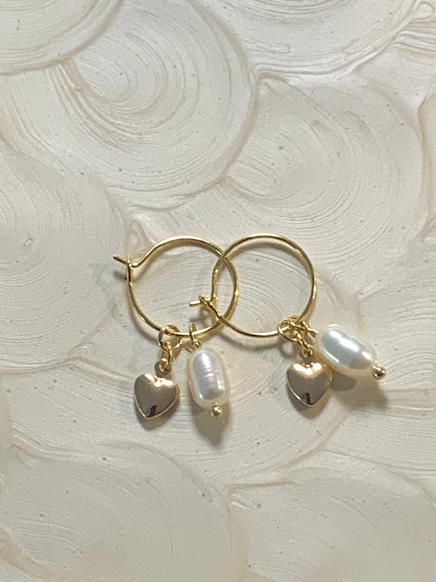 Heart Pearl Hoop Earrings