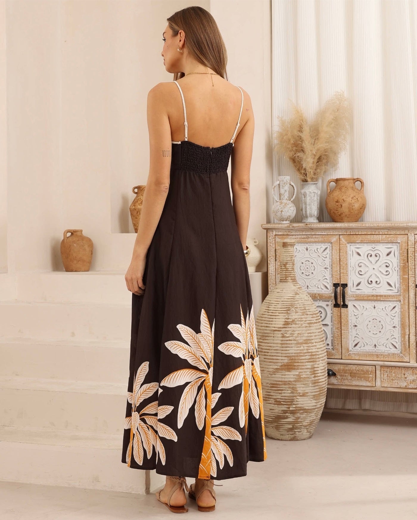 Chocolate Palm Maxi Dress