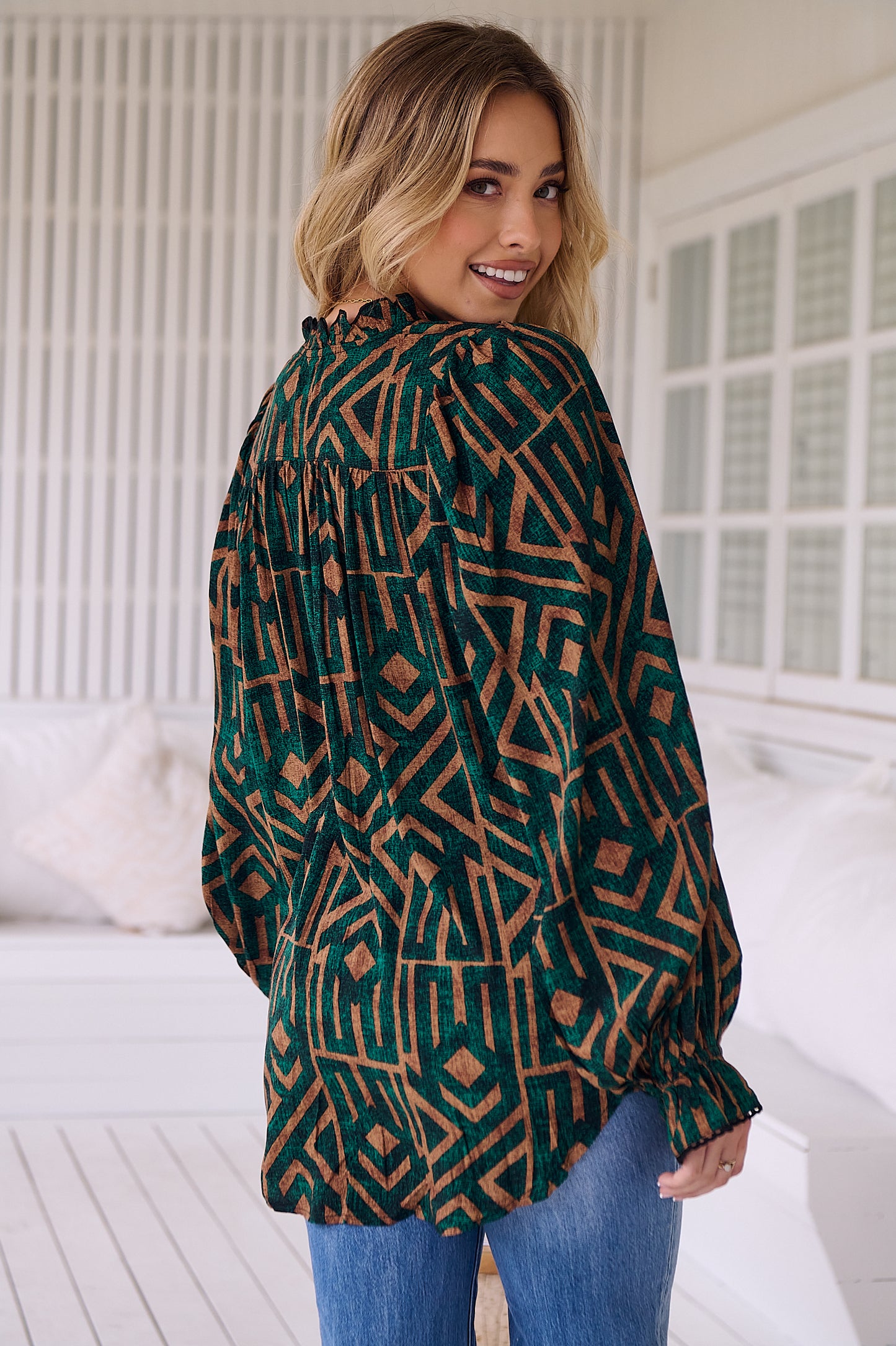 Clara Blouse - Emerald Print Jaase