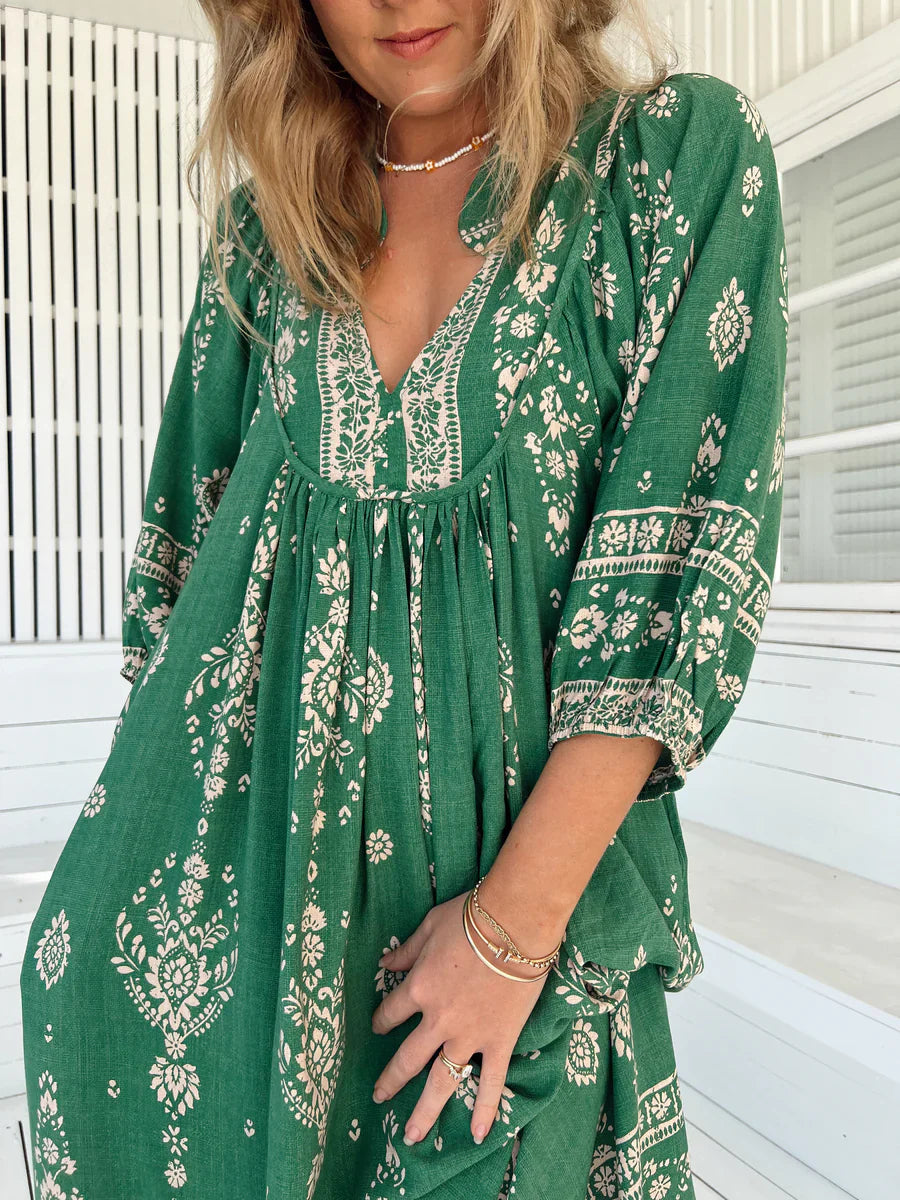 Boheme Midi Dress - Kiva Print Jaase