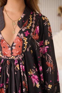 Boheme Midi Dress - Monarch Bloom Print Jaase