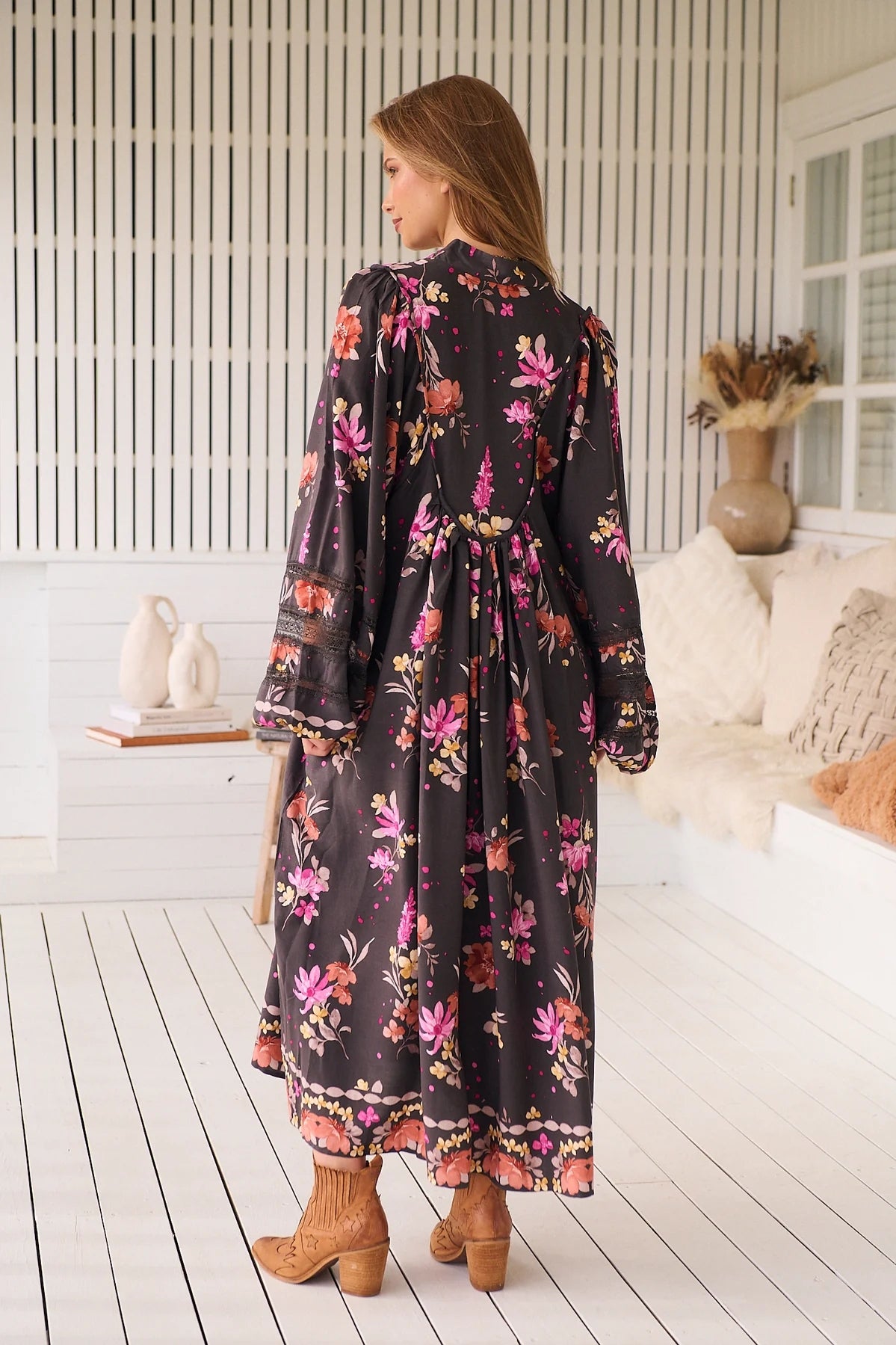 Boheme Midi Dress - Monarch Bloom Print Jaase