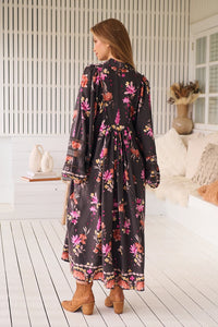 Boheme Midi Dress - Monarch Bloom Print Jaase