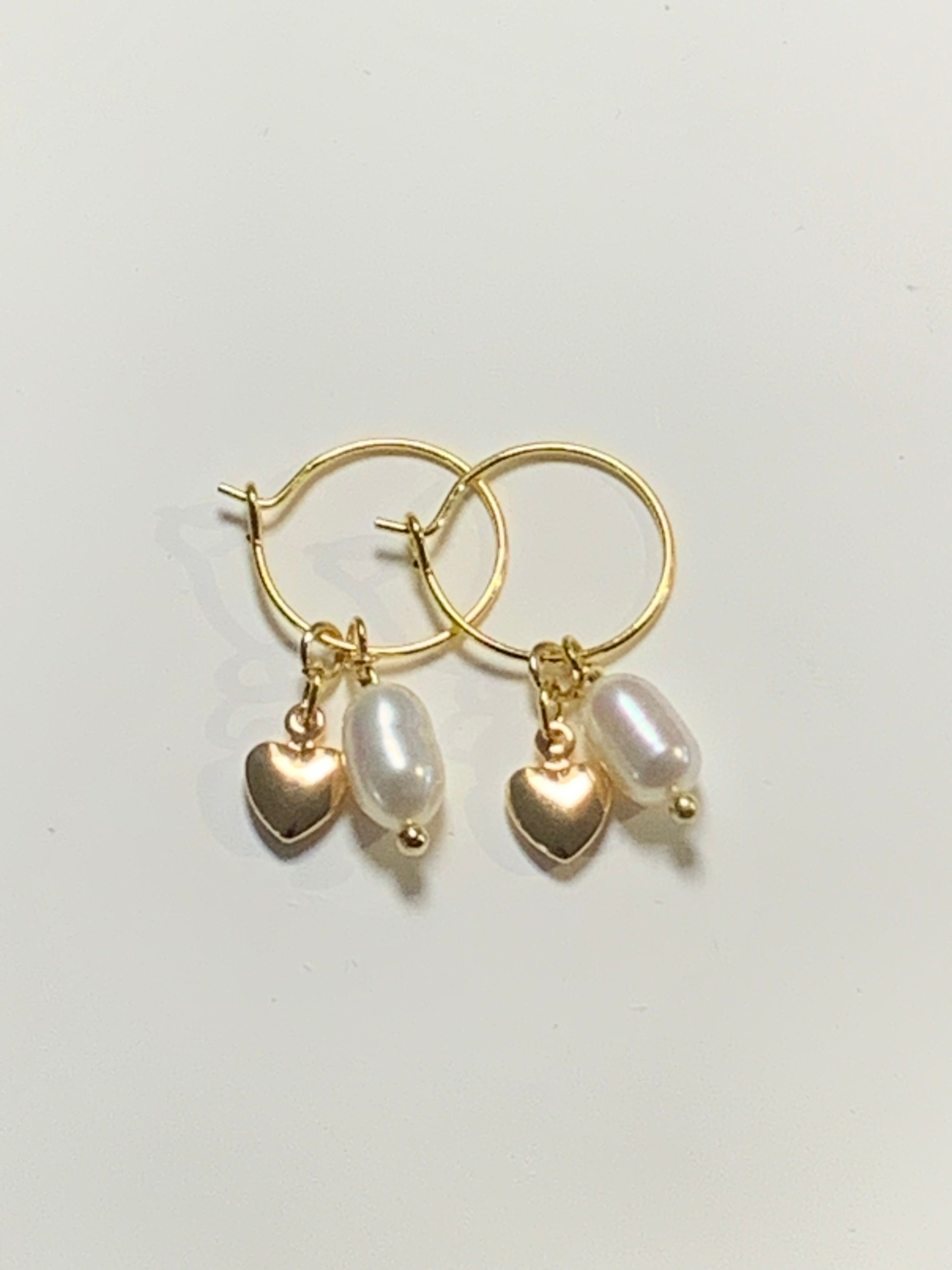 Heart Pearl Hoop Earrings