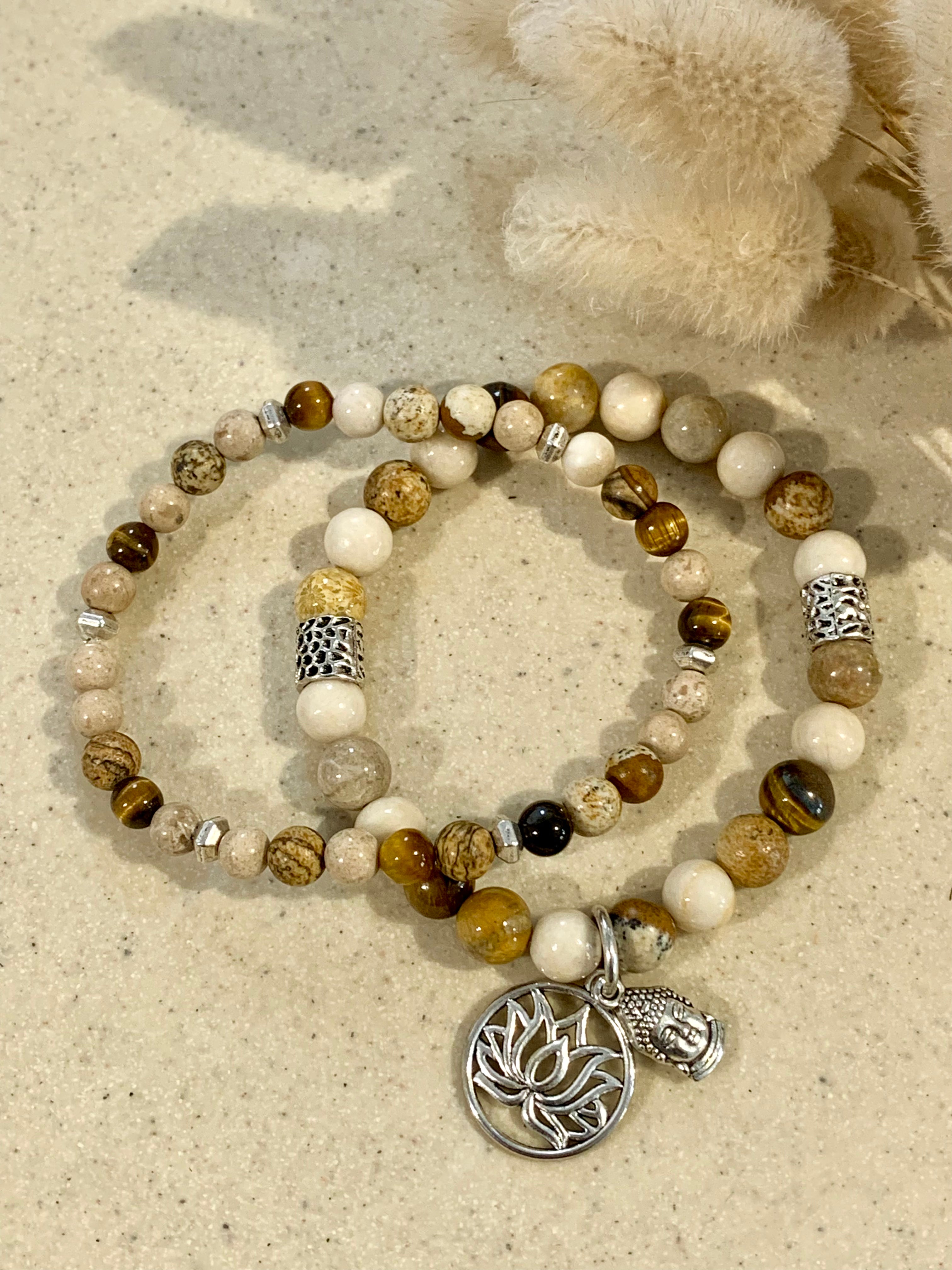 Chrysanthemum Stone Bracelet Set