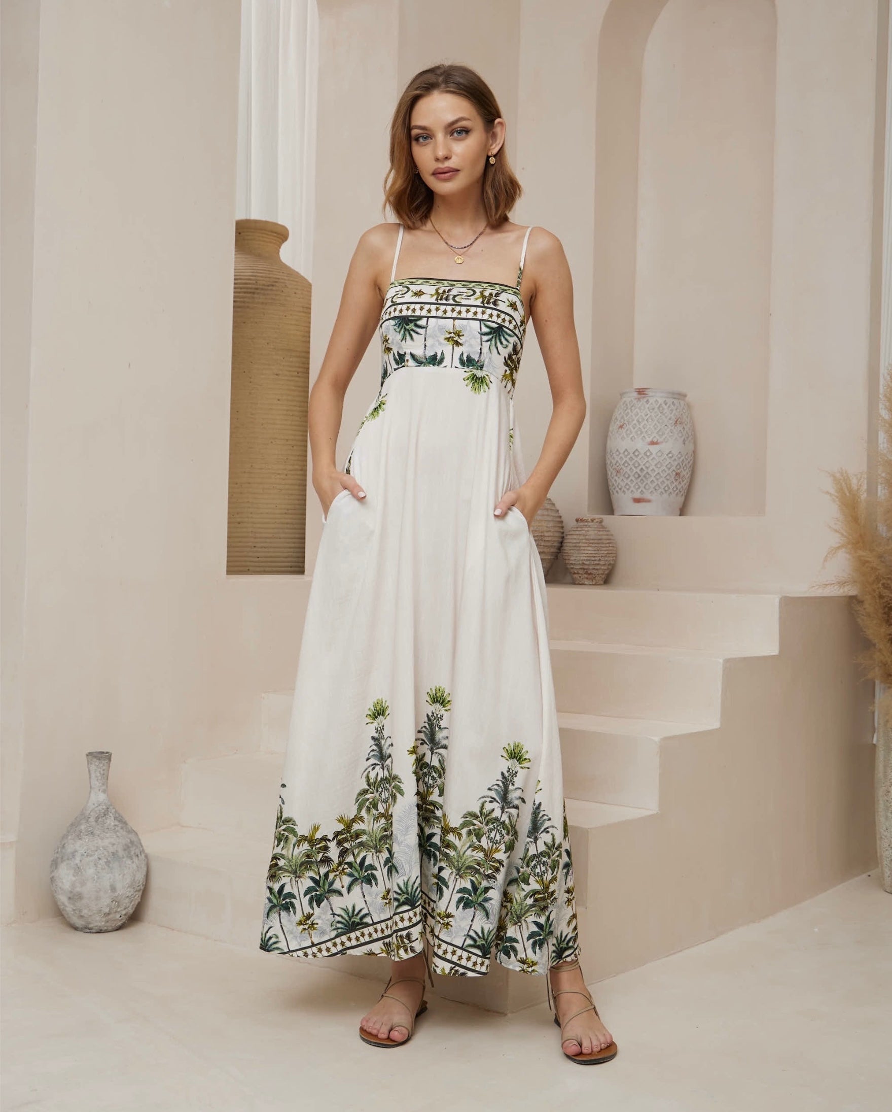 Nessa Palm Maxi Dress