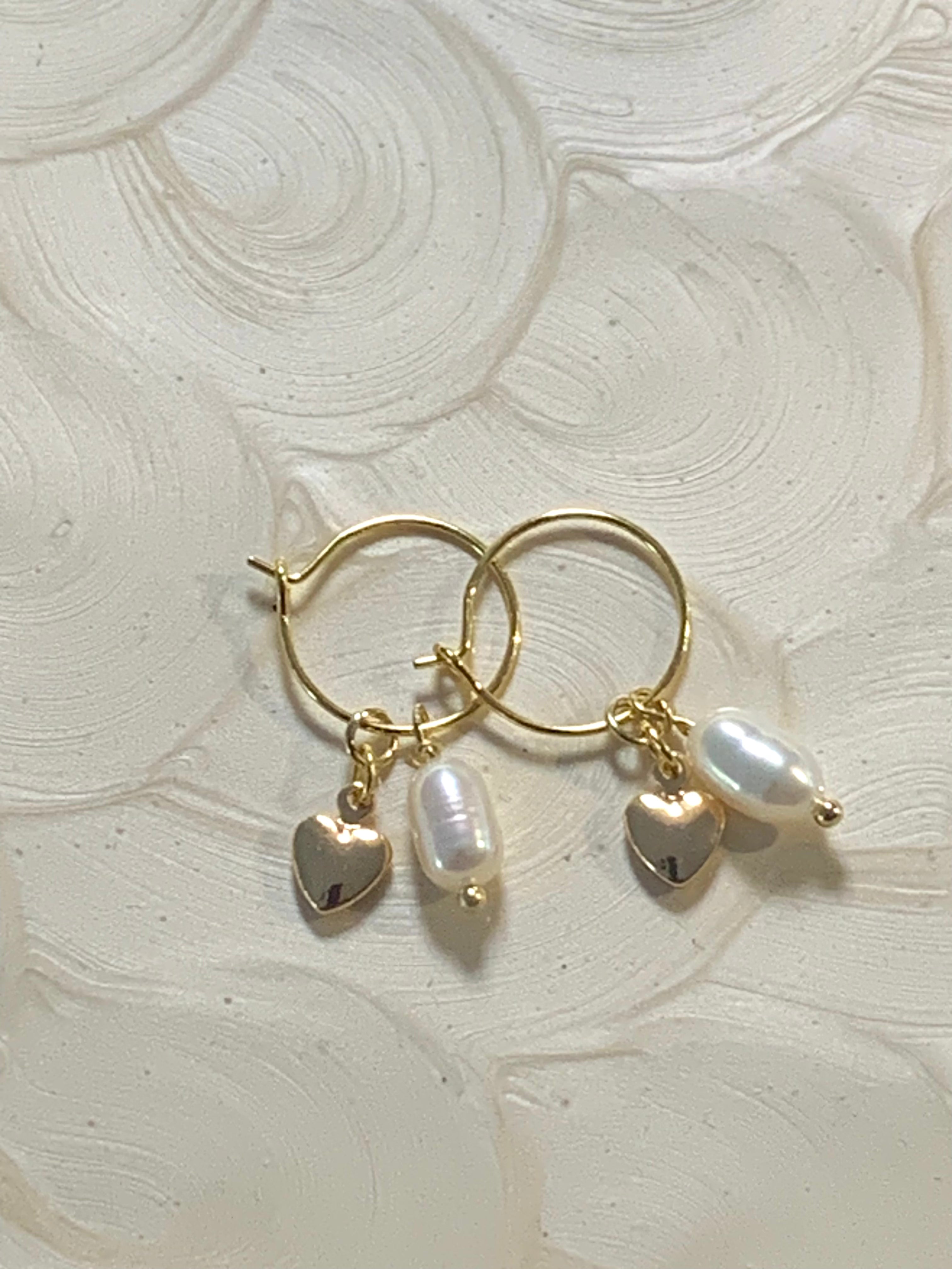 Heart Pearl Hoop Earrings