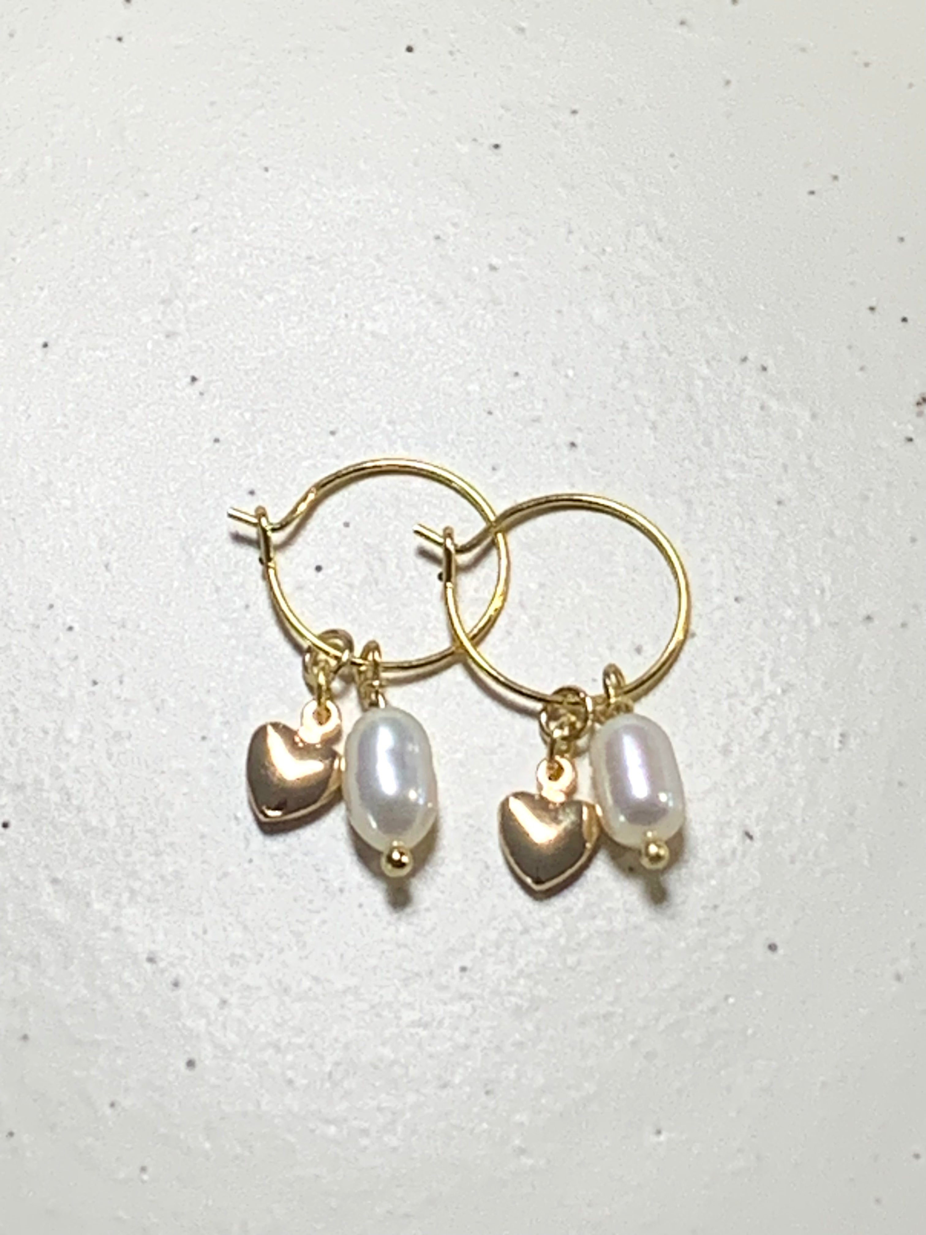 Heart Pearl Hoop Earrings