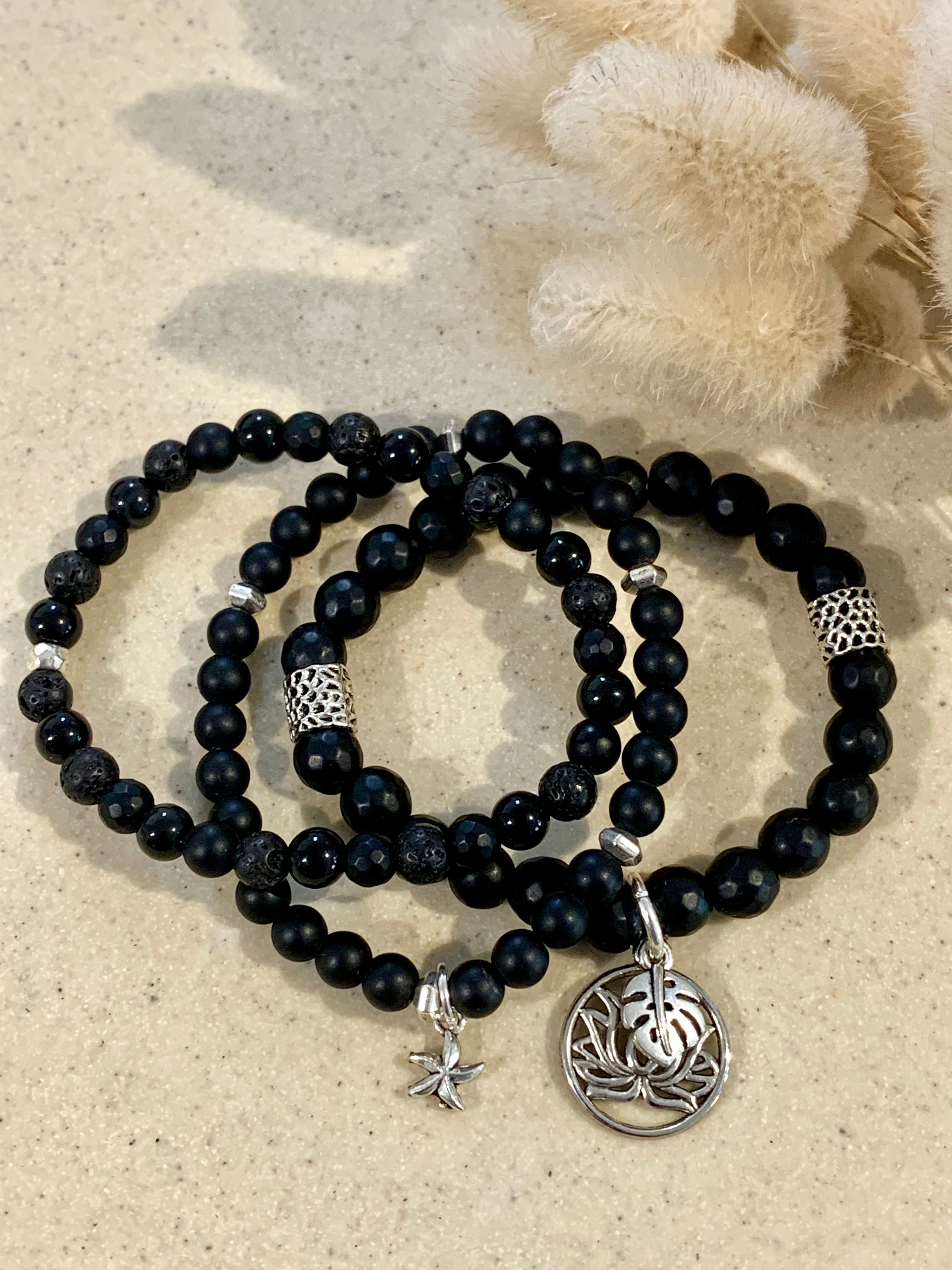 Black Agate Triple Stack