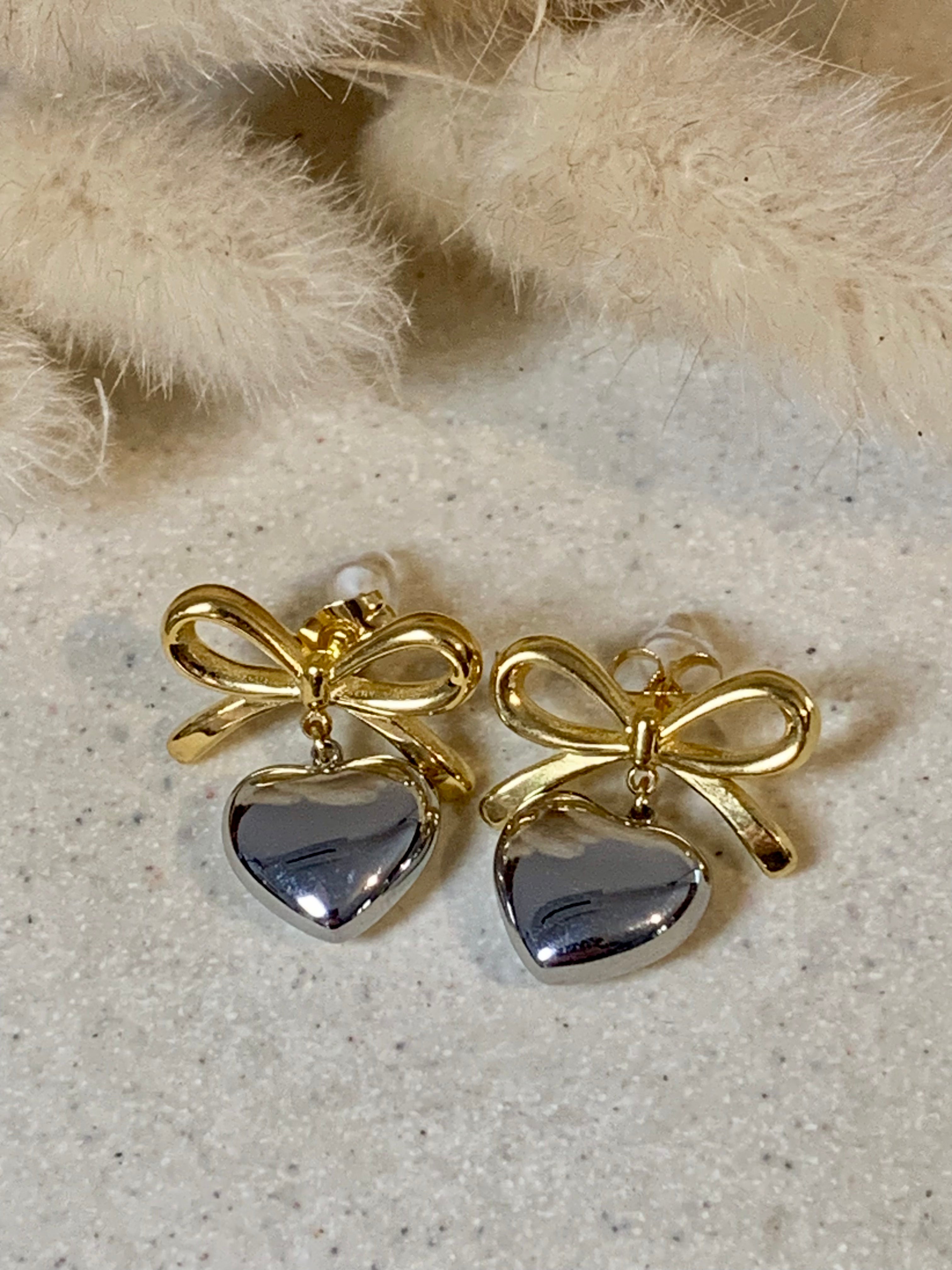 Bow Heart Studs