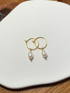 Fine Pearl Hoops - Small