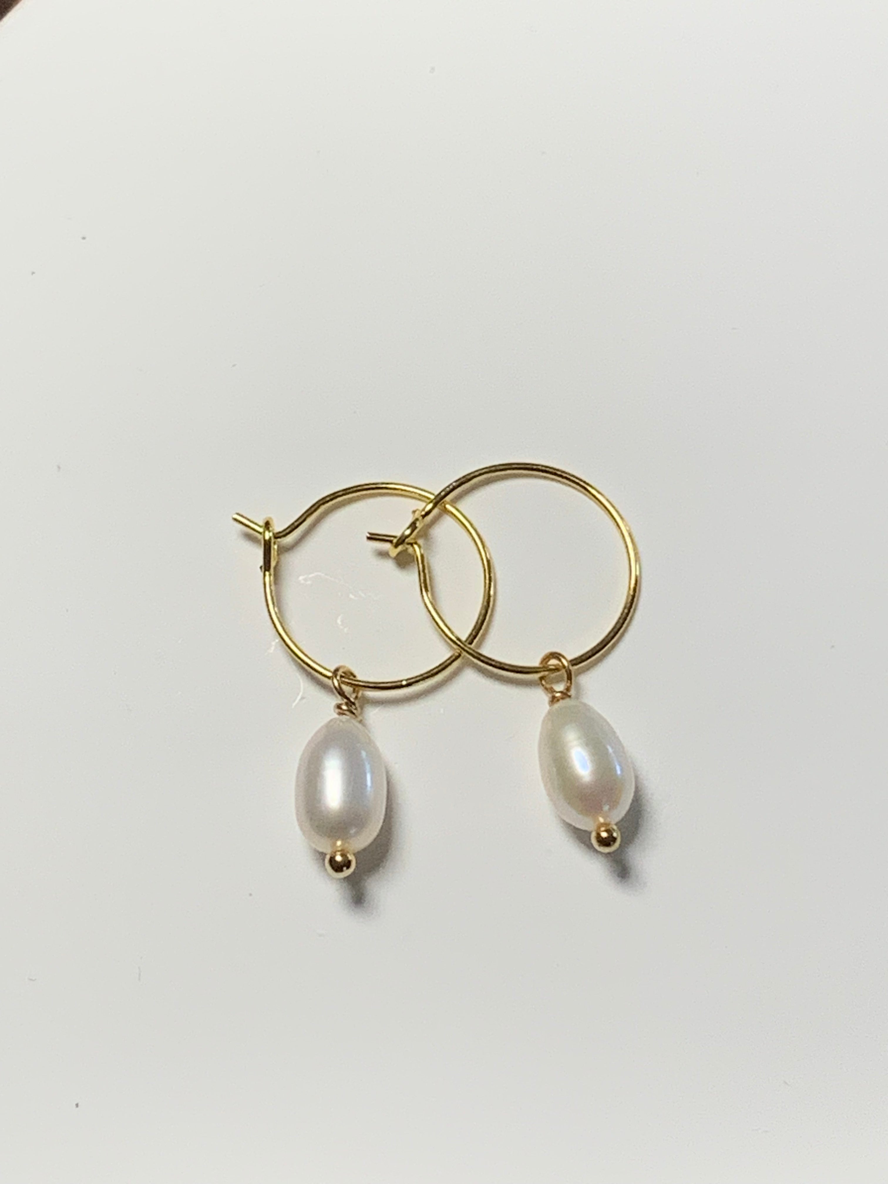 Fine Pearl Hoops - Small