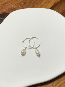 Fine Pearl Hoops - Small