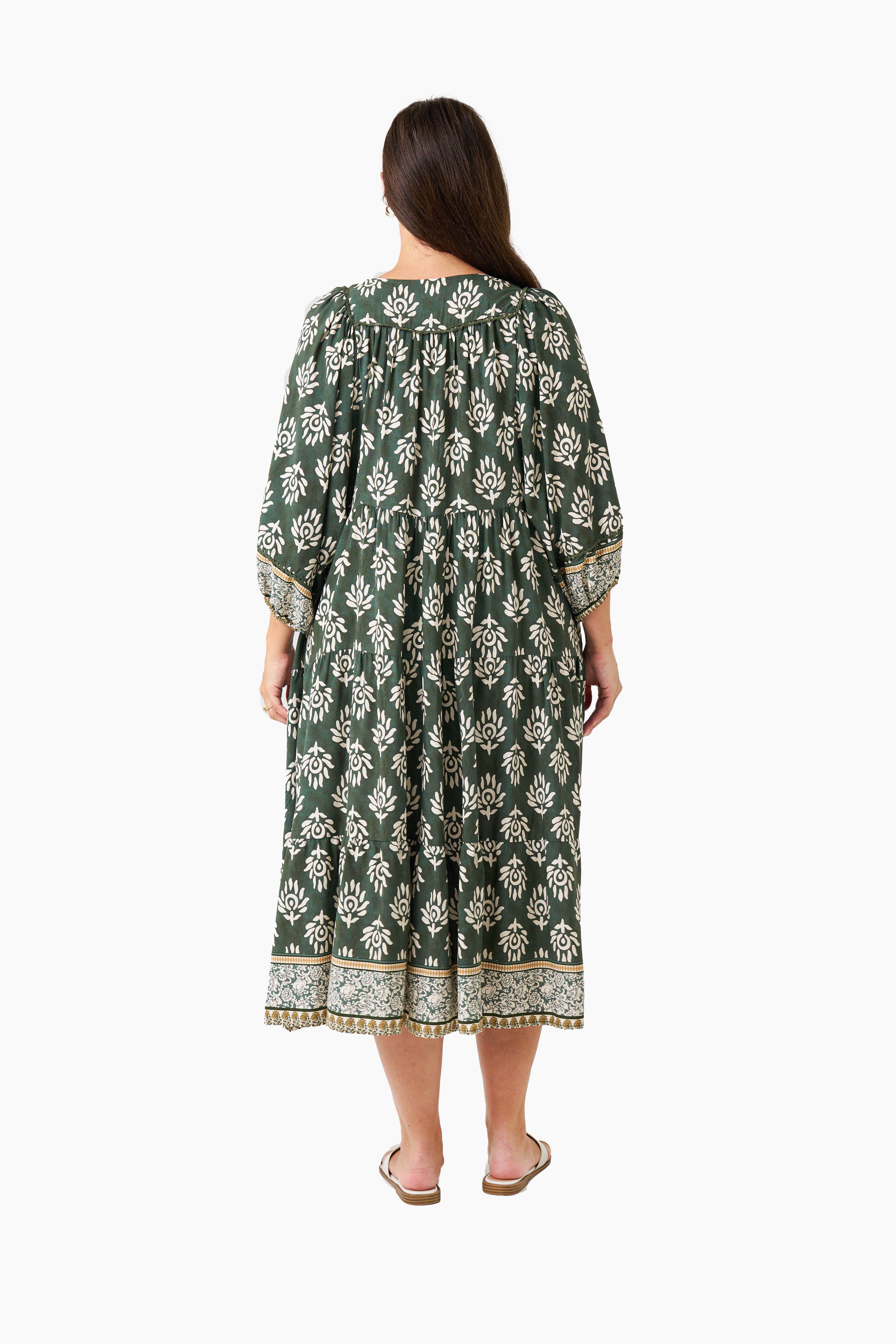 Villa Midi Dress - GREEN