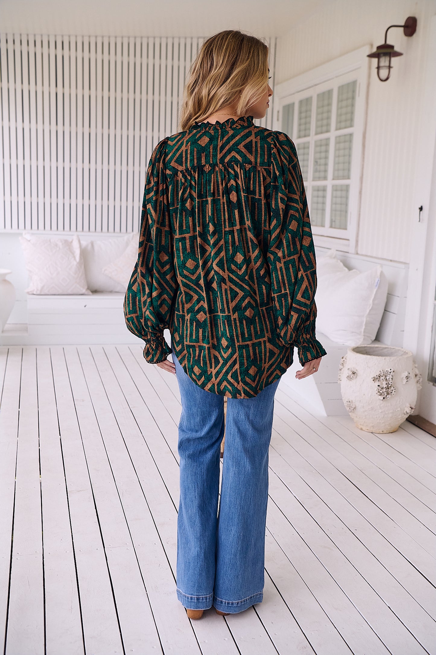 Clara Blouse - Emerald Print Jaase