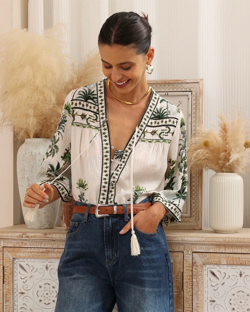 Nessa Palm Blouse