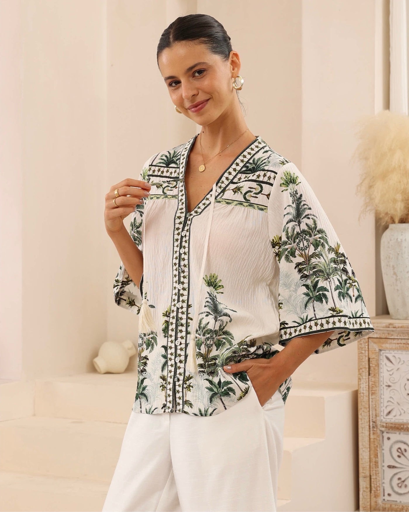 Nessa Palm Blouse