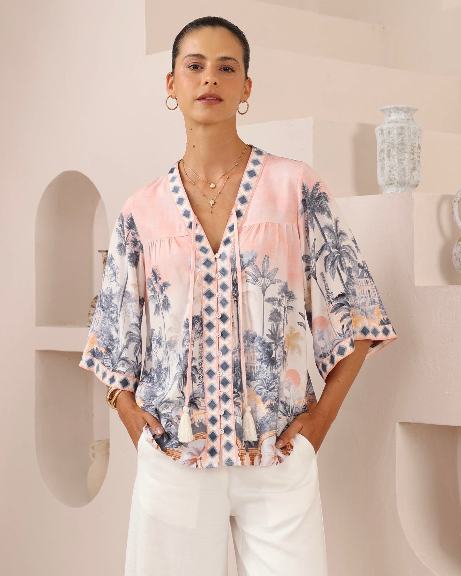 Oasis Palm Blouse