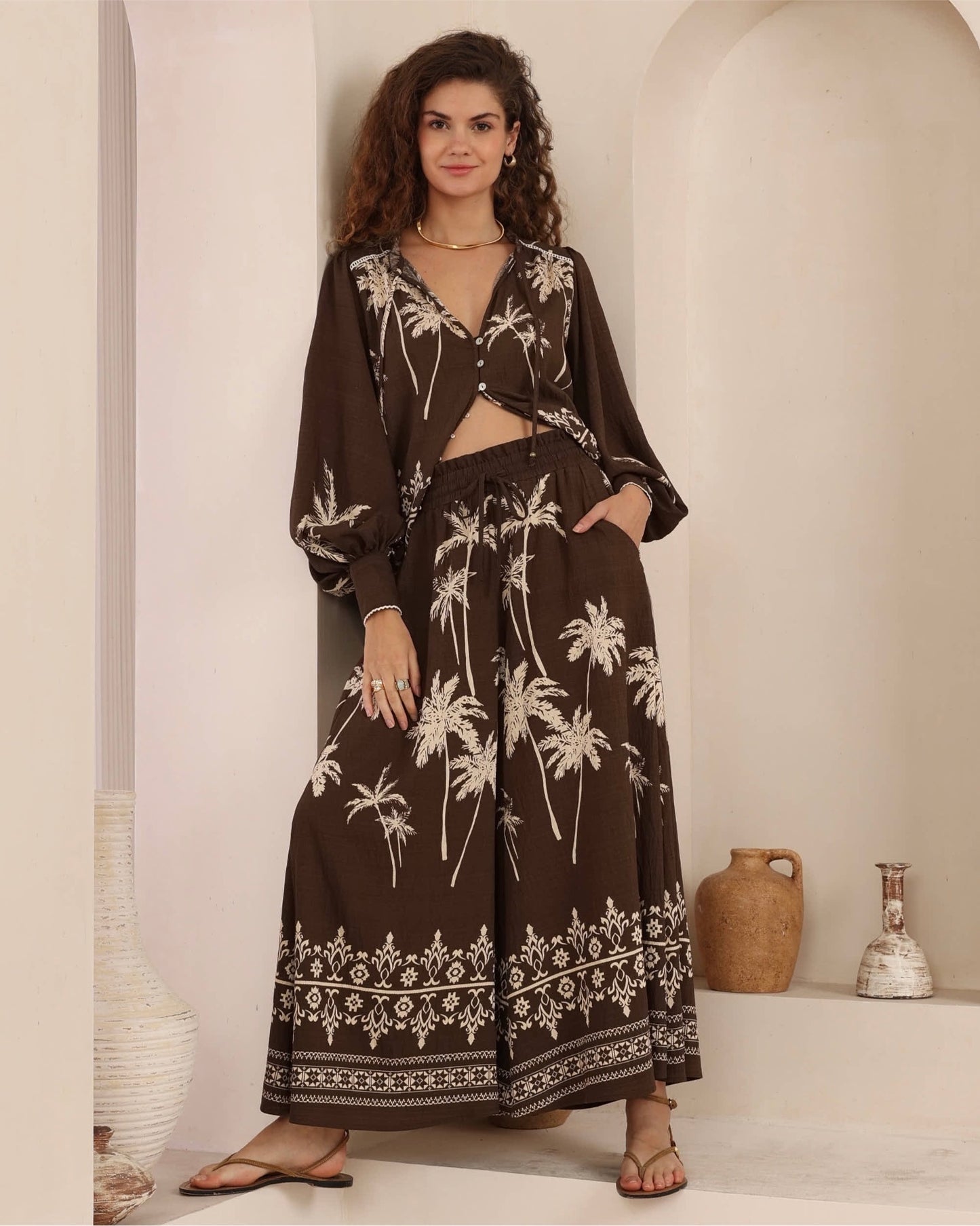 Chocolate Palm Blouse