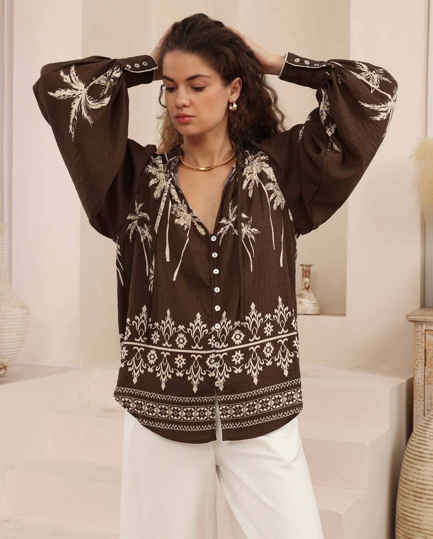 Chocolate Palm Blouse