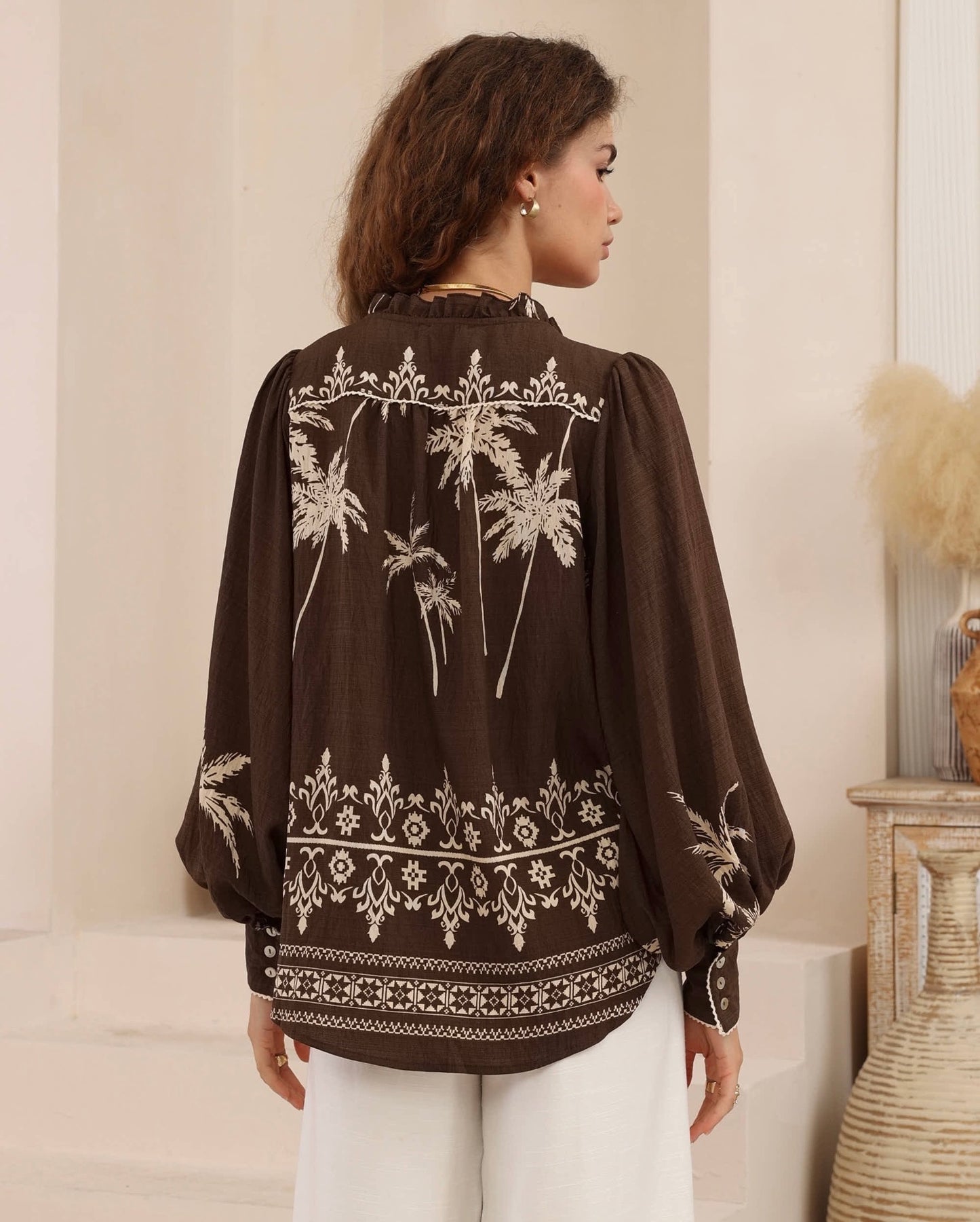 Chocolate Palm Blouse