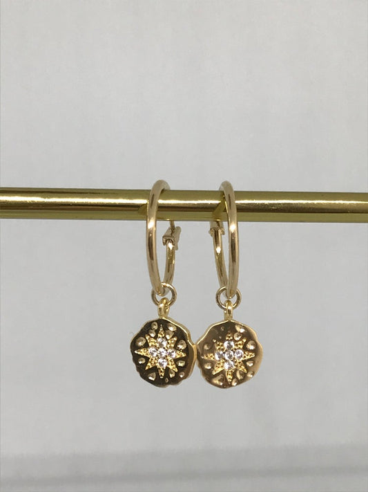 Starburst Hoops - gold and silver